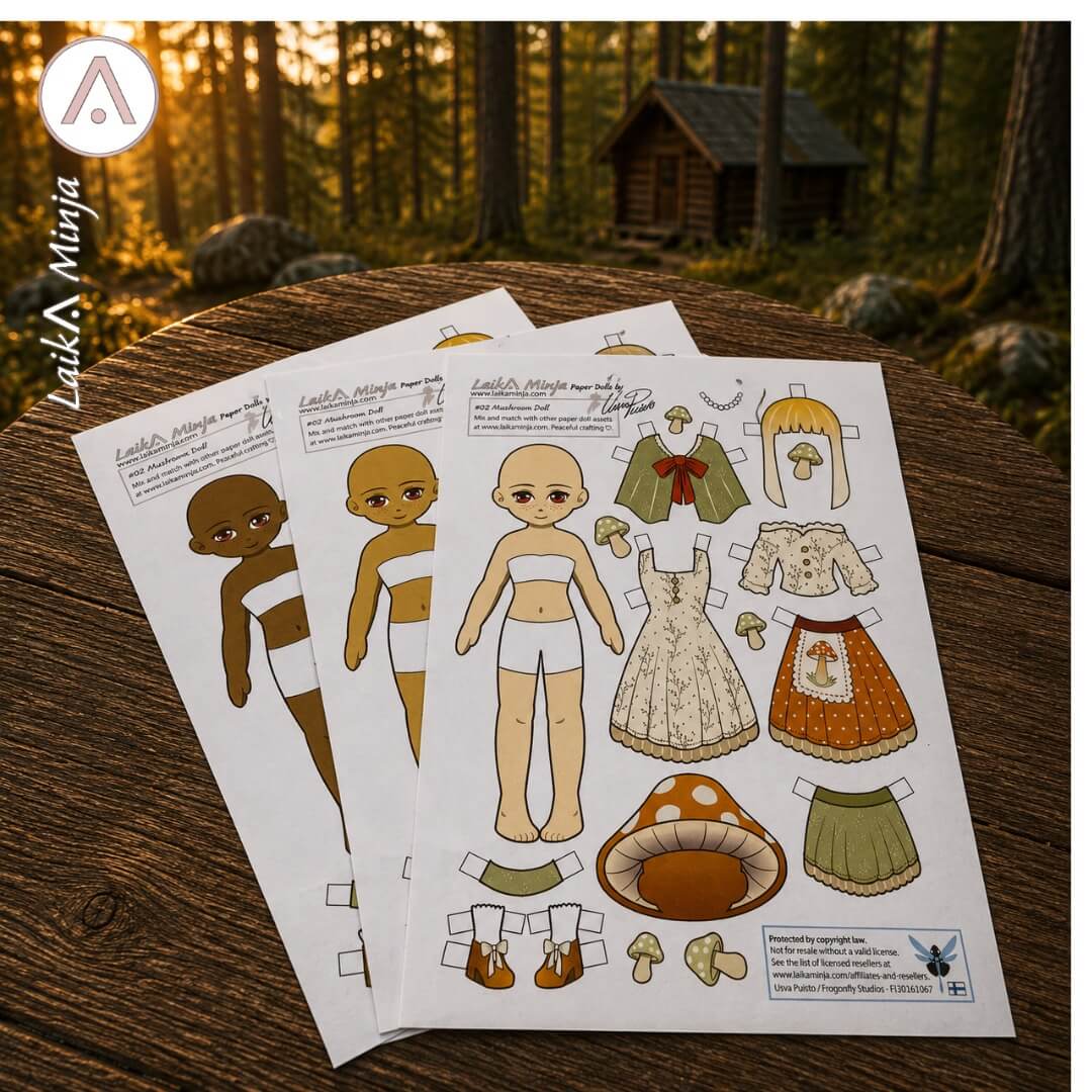 Mushroom Girl Paper Doll Kit